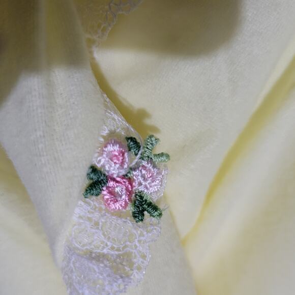 Vintage Katz Pajamas Yellow Pastel Flannel Tricot 60s New Set Embroidery Medium - Picture 15 of 16